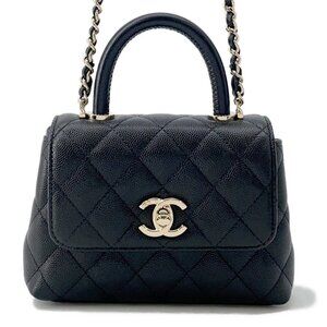 CHANEL Matelasse Coco Handle Size Mini mini Calfskin Black AP4244